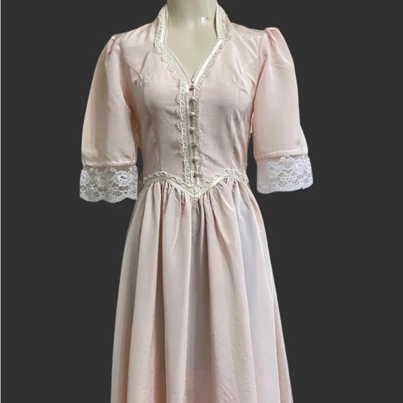 Vintage Gunne Sax Peach/Pink Cottagecore Prairie Formal Dress - Picture 4 of 4